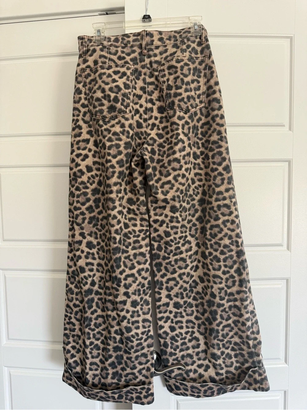 Pilcro Wide Leg Pants in Leopard Print Brown and Black - Picture 2 of 5